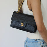 Vintage Chanel Black Lambskin Small Classic Flap with 24k Gold Hardware