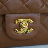 Vintage Chanel Caramel Brown Lambskin Small Classic Flap with 24k Gold Hardware