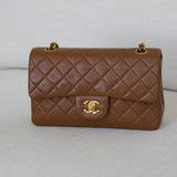 Vintage Chanel Caramel Brown Lambskin Small Classic Flap with 24k Gold Hardware