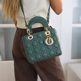 Dior Green Lambskin Small Lady Dior