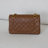 Vintage Chanel Caramel Brown Lambskin Small Classic Flap with 24k Gold Hardware