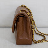 Vintage Chanel Caramel Brown Lambskin Small Classic Flap with 24k Gold Hardware