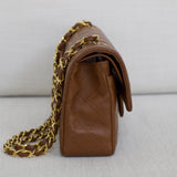 Vintage Chanel Caramel Brown Lambskin Small Classic Flap with 24k Gold Hardware