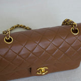 Vintage Chanel Caramel Brown Lambskin Small Classic Flap with 24k Gold Hardware