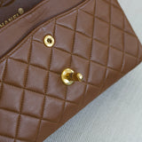 Vintage Chanel Caramel Brown Lambskin Small Classic Flap with 24k Gold Hardware