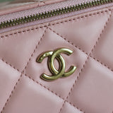 Chanel Pink Lambskin Vanity on Chain with Light Gold Hardware