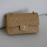 Vintage Chanel Dark Beige Lambskin Small Classic Flap with 24k Gold Hardware (Pending)