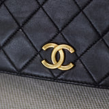 Vintage Chanel Black Lambskin Mini Full Flap Wallet on Chain with 24k Gold Hardware