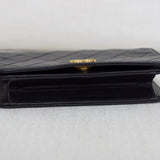 Vintage Chanel Black Lambskin Mini Full Flap Wallet on Chain with 24k Gold Hardware