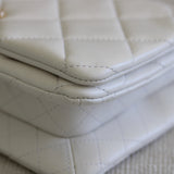 Chanel White Lambskin On and On Chain Flap with Age Gold Hardware