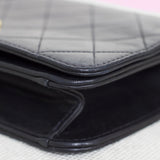 Vintage Chanel Black Lambskin Mini Full Flap Wallet on Chain with 24k Gold Hardware