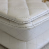 Chanel White Lambskin On and On Chain Flap with Age Gold Hardware