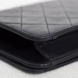 Vintage Chanel Black Lambskin Mini Full Flap Wallet on Chain with 24k Gold Hardware