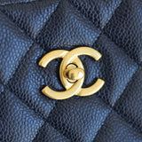 Chanel 16A Navy Caviar CC Large Shopping Tote with Aged Gold Hardware