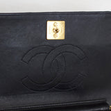 Vintage Chanel Black Lambskin Mini Full Flap Wallet on Chain with 24k Gold Hardware