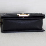 Chanel 20A Black Chevron Caviar Small Boy with Light Gold Hardware