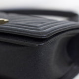 Chanel 20A Black Chevron Caviar Small Boy with Light Gold Hardware