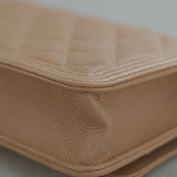 Chanel Beige Caviar Boy Wallet on Chain with Aged Gold Hardware