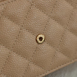 Chanel Beige Caviar Boy Wallet on Chain with Aged Gold Hardware