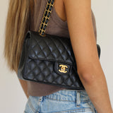 Chanel Black Caviar Small Classic Flap with Gold Hardware