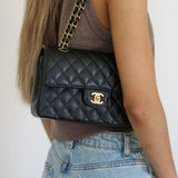 Chanel Black Caviar Small Classic Flap with Gold Hardware