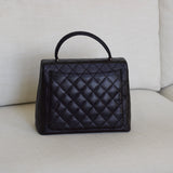 Vintage Chanel Black Caviar Large Kelly Top Handle with Silver Hardware
