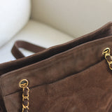 Vintage Chanel Brown Suede Tote
