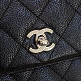 Vintage Chanel Black Caviar Large Kelly Top Handle with Silver Hardware