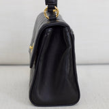Vintage Chanel Black Lambskin Mini Top Handle with 24k Gold Hardware