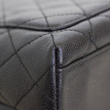 Vintage Chanel Black Caviar Large Kelly Top Handle with Silver Hardware