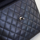 Vintage Chanel Black Caviar Large Kelly Top Handle with Silver Hardware
