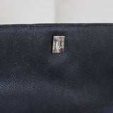 Vintage Chanel Black Caviar Large Kelly Top Handle with Silver Hardware
