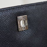 Vintage Chanel Black Caviar Large Kelly Top Handle with Silver Hardware