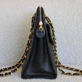 Vintage Chanel Black Caviar Zipped Shopping Tote with 24k Gold Hardware