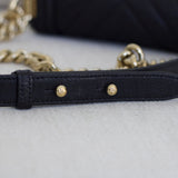 Chanel 20A Black Chevron Caviar Small Boy with Light Gold Hardware