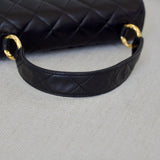 Vintage Chanel Black Lambskin Mini Top Handle with 24k Gold Hardware
