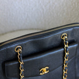 Vintage Chanel Black Caviar Zipped Shopping Tote with 24k Gold Hardware