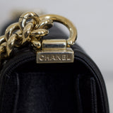 Chanel 20A Black Chevron Caviar Small Boy with Light Gold Hardware