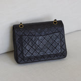 Vintage Chanel Black Lambskin Large Square with 24k Gold Hardware
