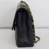 Vintage Chanel Black Lambskin Large Square with 24k Gold Hardware