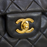 Vintage Chanel Black Lambskin Large Square with 24k Gold Hardware