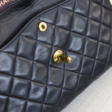 Vintage Chanel Black Lambskin Large Square with 24k Gold Hardware