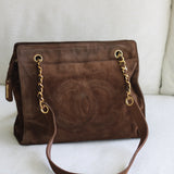 Vintage Chanel Brown Suede Tote