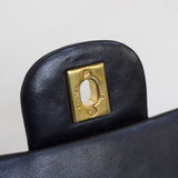 Vintage Chanel Black Lambskin Large Square with 24k Gold Hardware