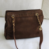 Vintage Chanel Brown Suede Tote