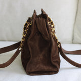 Vintage Chanel Brown Suede Tote