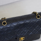 Vintage Chanel Black Lambskin Large Square with 24k Gold Hardware