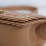 Chanel 21K Caramel Caviar Small Boy with Light Gold Hardware (Pending)