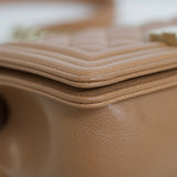 Chanel 21K Caramel Caviar Small Boy with Light Gold Hardware (Pending)