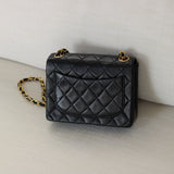 Vintage Chanel Black Lambskin Mini Square with 24k Gold Hardware